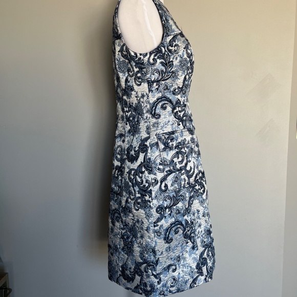 Elie Tahari Tweed Sleeveless Cocktail Metallic Brocade Jacquard Jaelyn Dress - Picture 8 of 16